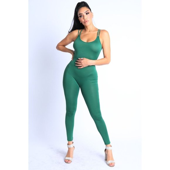 Women's Double Spaghetti Strap Cut Out Back Basic Jumpsuit Comfy Jumpsuit - Picture 7 of 11